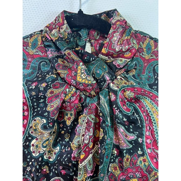 Vintage Notations Jewel Tone Paisley Blouse Petite 8 / P8 78315 - Picture 4 of 6